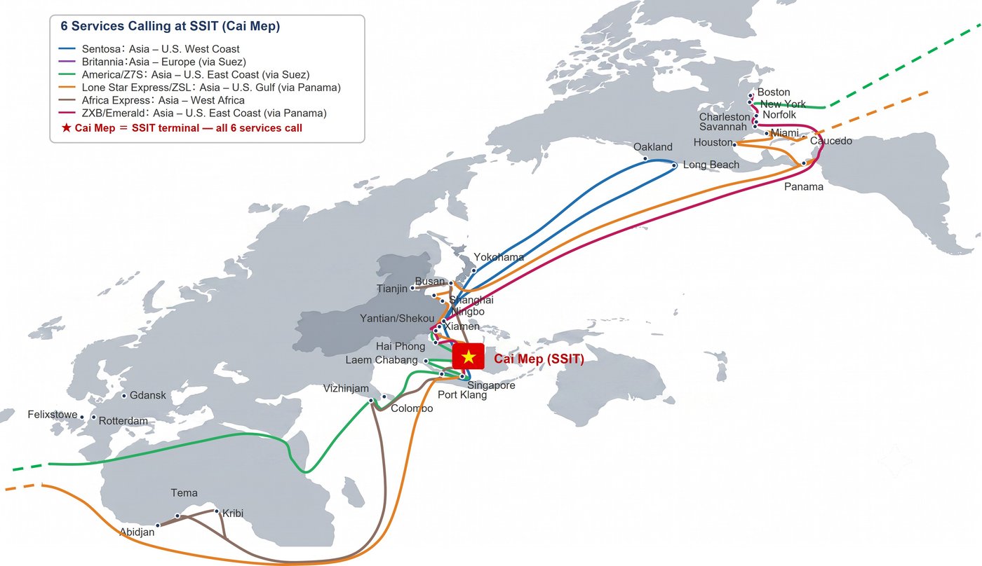 Figure 1. Cai Mep–Thi Vai's weak connectivity with Japan